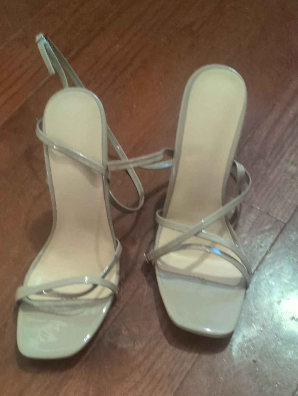 Women’s Strappy Square-Toe Heeled Sandals - Nude